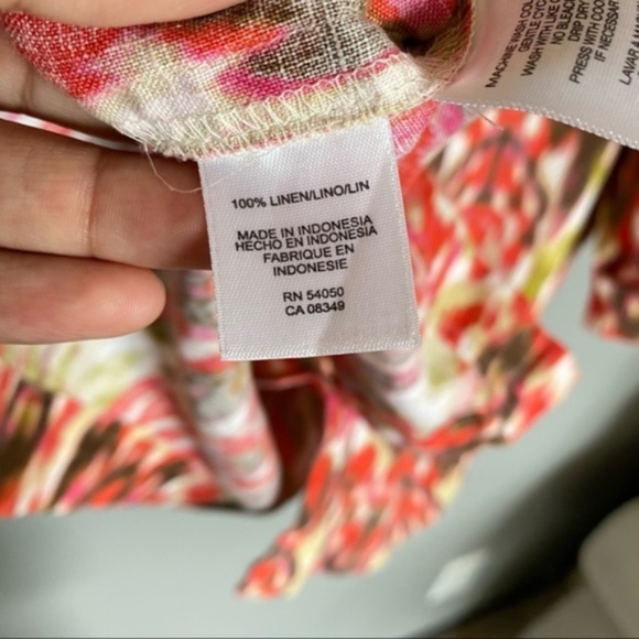 JONES NEW YORK SPORT button down shirt 3/4 sleeve collar neck watercolor - Picture 14 of 14